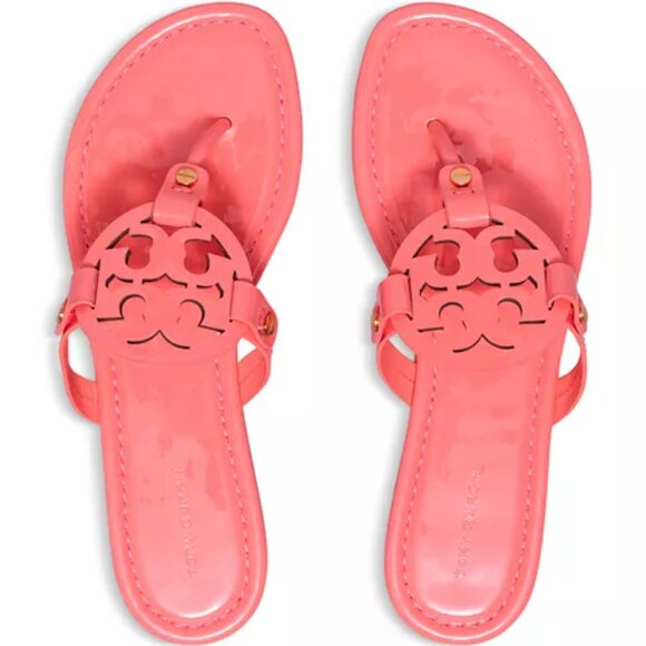 NIB Tory Burch Miller patent leather sandals in coral crush - Picture 2 of 4